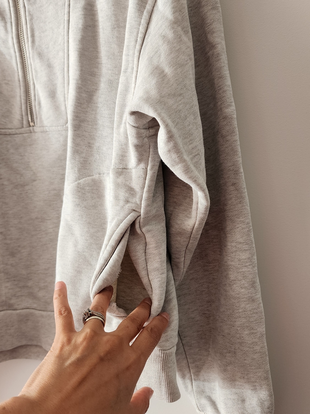 Everlane Organic Cotton Half Zip Sweatshirt Womens Medium Oatmeal Heather Gray - Picture 8 of 10